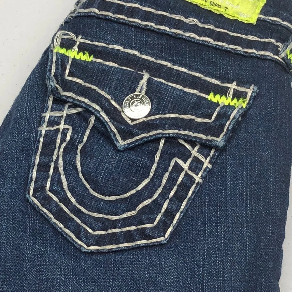 LIKE NEW TRUE RELIGION BILLY SUPER T SKINNY JEANS 24x33 🇺🇸 - Picture 8 of 14